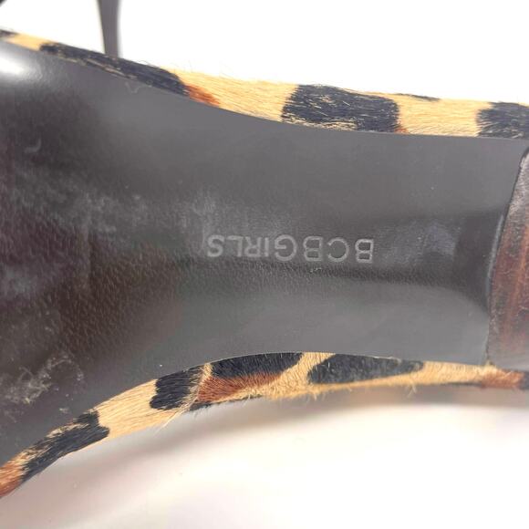 00s BCBGIRLS Vintage Brown Black Leopard Print Peep Toe Pumps - Picture 4 of 11